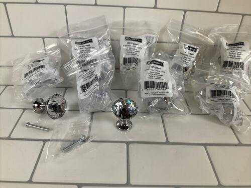 (10) Liberty Solitaire 1-3/16" Chrome Clear Diamond Faceted Acrylic Drawer Pull (6922814980279)